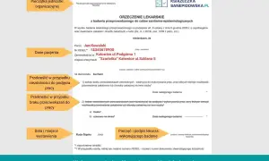 Orzeczenie lekarskie do książeczki sanepidowskiej dla kucharza Jana Kowalskiego. Badania potwierdzają brak przeciwwskazań do pracy.