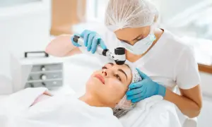 Dermatolog bada pieprzyk. Czy do dermatologa potrzebne jest skierowanie? Zależy od placówki.