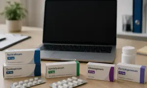 Leki psychotropowe na biurku, gotowe do wysyłki. To może być początek historii o transgranicznej recepcie.