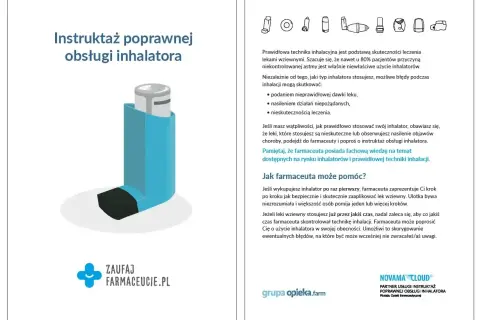 Niebieski inhalator, symbol leczenia astmy. Instruktaż poprawnej obsługi inhalatora, by uniknąć błędów i zapewnić skuteczność leczenia.