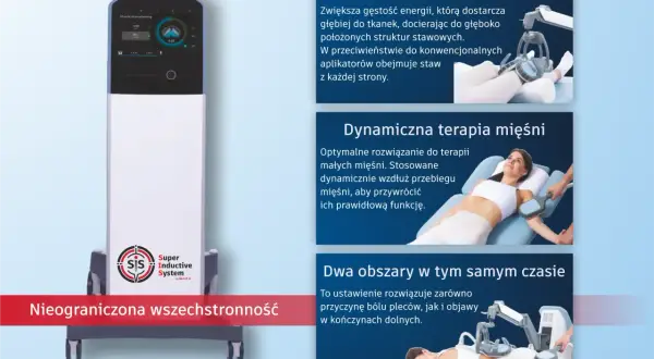 Nowoczesne urządzenie do rehabilitacji SIS Super Inductive System. Terapia mięśni i stawów.