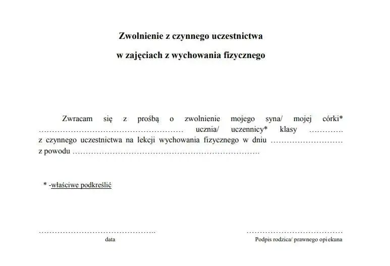 Przykłady schorzeń do zwolnienia z WF