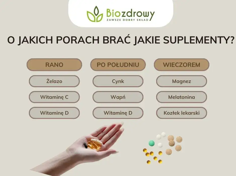 harmonogram przyjmowania suplementów infografika