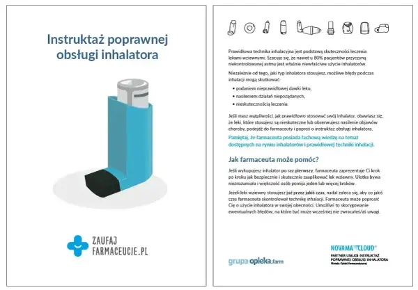 Niebieski inhalator, symbol leczenia astmy. Instruktaż poprawnej obsługi inhalatora, by uniknąć błędów i zapewnić skuteczność leczenia.